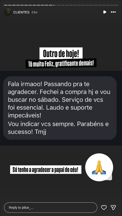 Depoimento de comprador satisfeito